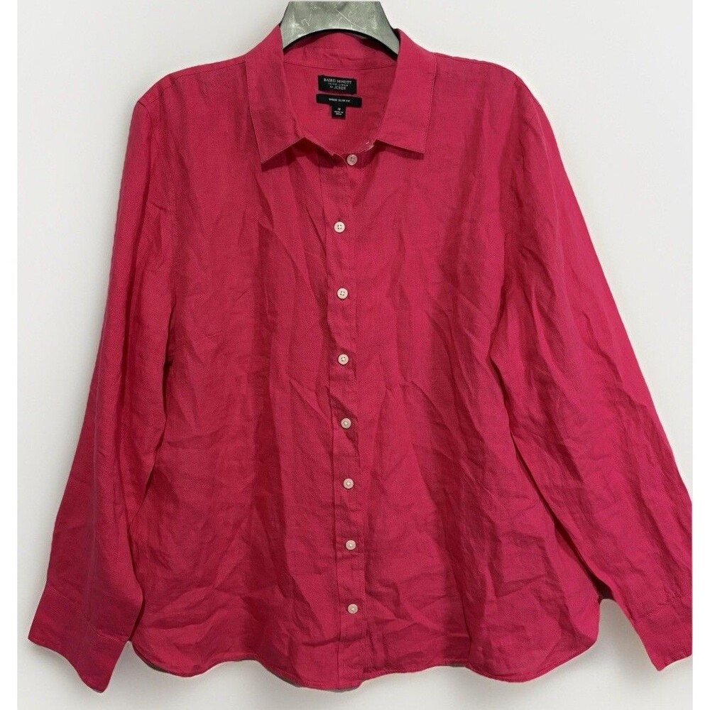 J. Crew Baird McNutt Hot Pink Irish Linen Wren Slim Fit Button Up Shirt 18 NWT